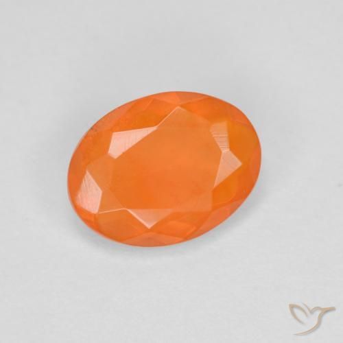 0.60 ct Orange Fire Opal Stone, Natural Fire Opal in Oval Facet Shape for Sale