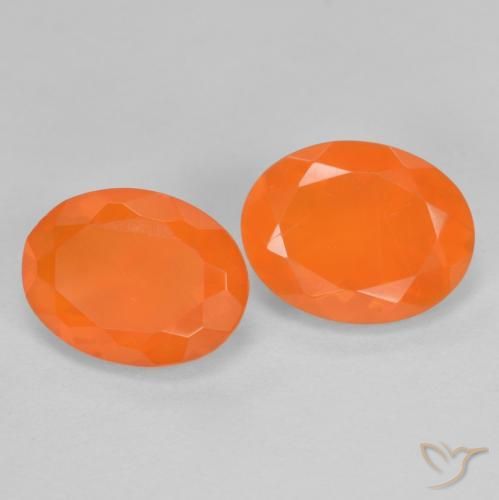1.37 ctw Orange Fire Opal Stones, Natural Fire Opal in Oval Facet Shape for Sale
