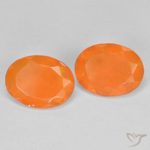1.26 ctw Orange Fire Opal Stones, Natural Fire Opal in Oval Facet Shape for Sale