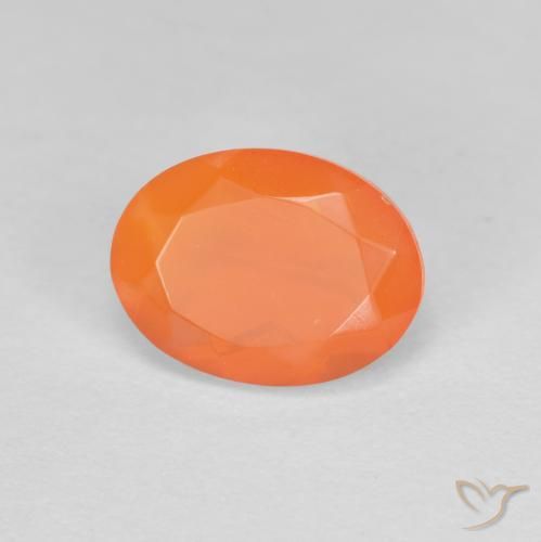 0.85 ct Orange Fire Opal Stone, Natural Fire Opal in Oval Facet Shape for Sale