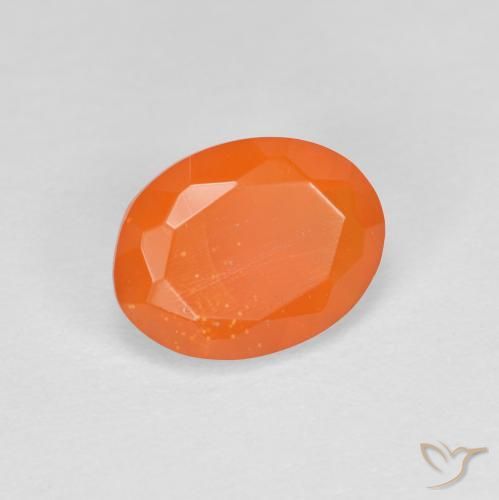 0.67 ct Orange Fire Opal Stone, Natural Fire Opal in Oval Facet Shape for Sale