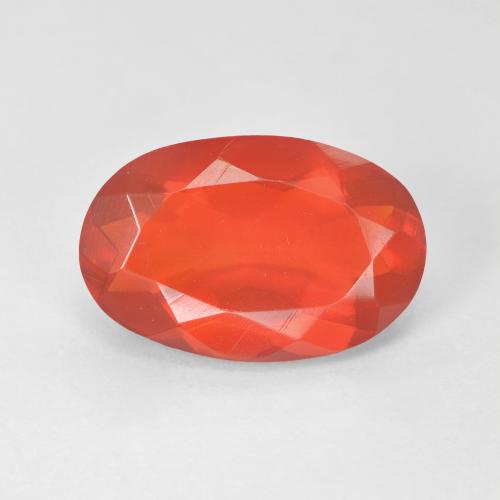 3.25ct Oval Facet Red Fire Opal from Mexico, Dimension 14.2 x 9.2mm, Transparent Clarity, Natural untreated gemstone, 1pc Fire Opal in Intense Red Orange Color, Mohs Hardness of 5.5 - 6.5, Photo A