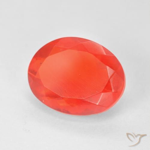 3.17 ct Red Fire Opal Stone, Natural Fire Opal in Oval Facet Shape for Sale