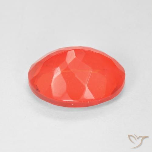 Fire Opal Gemstone in 12.5 x 9.7 mm Size for Sale, Fire Opal Stone in Bright Crimson Red-Orange Color