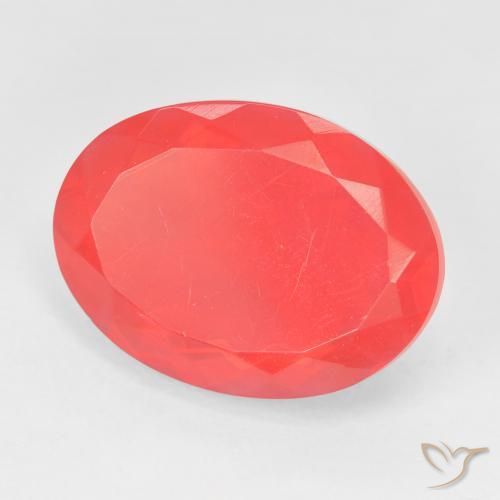 8.53 ct Red Fire Opal Stone, Natural Fire Opal in Oval Facet Shape for Sale