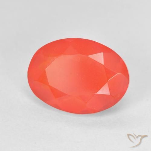 1.74 ct Red Fire Opal Stone, Natural Fire Opal in Oval Facet Shape for Sale
