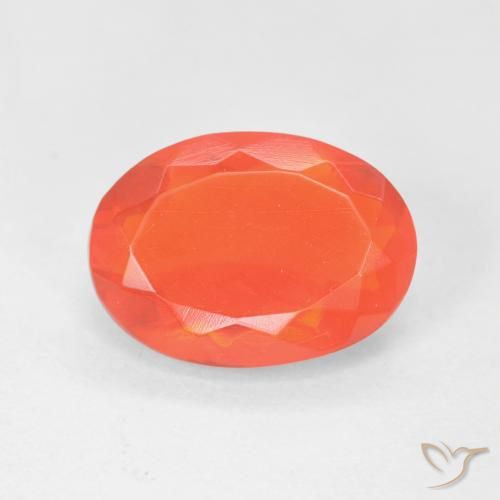 1.97 ct Orange Fire Opal Gemstone, Fire Opal Gem in Oval Facet Shape for Sale.