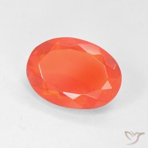 1.97 ct Orange Fire Opal Stone, Natural Fire Opal in Oval Facet Shape for Sale