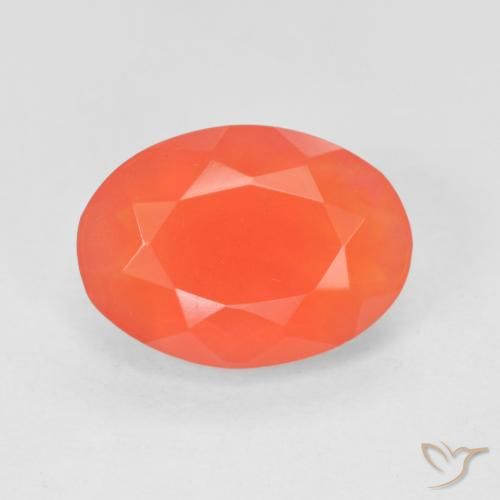 1.92 ct Red Fire Opal Gemstone, Fire Opal Gem in Oval Facet Shape for Sale.