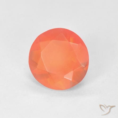 0.72 ct Orange Fire Opal Stone, Natural Fire Opal in Round Facet Shape for Sale