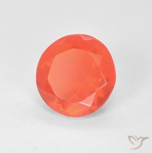 1.26 ct Orange Fire Opal Stone, Natural Fire Opal in Round Facet Shape for Sale