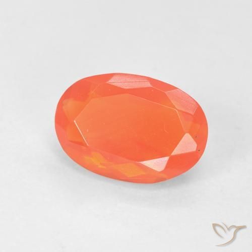 0,74ct Ovale sfaccettato arancione Opale di fuoco dal Messico, Dimension 8,2 x 5,6mm, Natural non trattati Gemstone, Transparent Clarity, 1 piece Opale di fuoco in Arancione brillante Color, Mohs Hardness of 5,5 - 6,5, Photo A