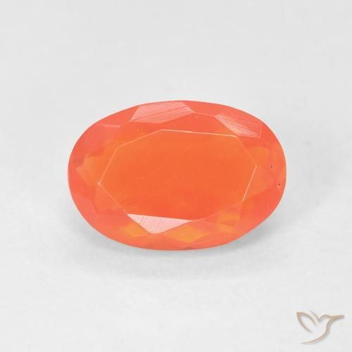 0.74 ct Orange Fire Opal Stone, Natural Fire Opal in Oval Facet Shape for Sale