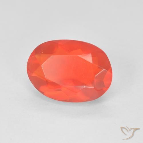 2.00 ct Red Fire Opal Stone, Natural Fire Opal in Oval Facet Shape for Sale