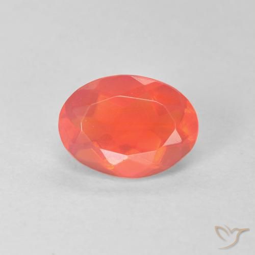 Opale de feu taille ovale de 0,62 ct, 7,3 x 5,4 mm du Mexique, Photo A
