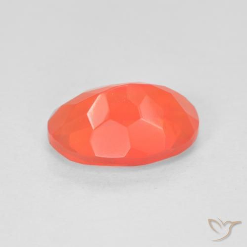 Fire Opal Gemstone in 10 x 7 mm (calibrated) Size for Sale, Fire Opal Stone in Bright Crimson Red-Orange Color