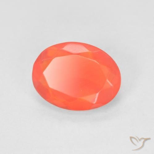 0.79 ct Red Fire Opal Stone, Natural Fire Opal in Oval Facet Shape for Sale