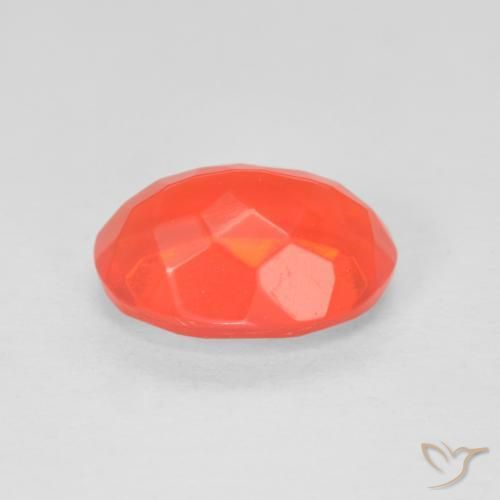 Fire Opal Gemstone in 10.6 x 7.9 mm Size for Sale, Fire Opal Stone in Intense Red Orange Color
