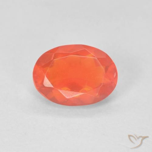 0.57ct Natural Deep Reddish Orange Fire Opal, Oval, Transparent, Photo A