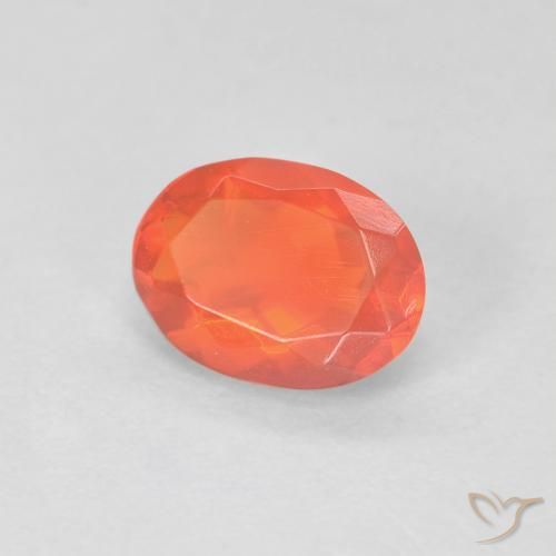 0.57 ct Orange Fire Opal Stone, Natural Fire Opal in Oval Facet Shape for Sale