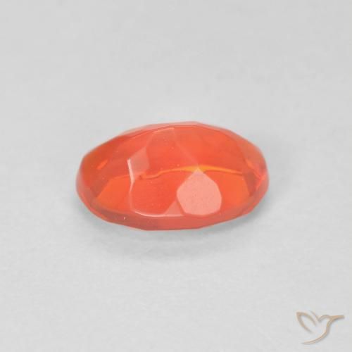 Fire Opal Gemstone in 7.2 x 5.3 mm Size for Sale, Fire Opal Stone in Deep Reddish Orange Color