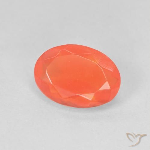 0.88 ct Orange Fire Opal Stone, Natural Fire Opal in Oval Facet Shape for Sale