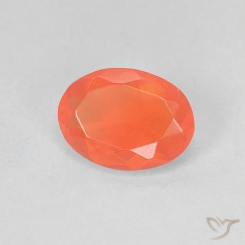 0.63 ct Orange Fire Opal Stone, Natural Fire Opal in Oval Facet Shape for Sale