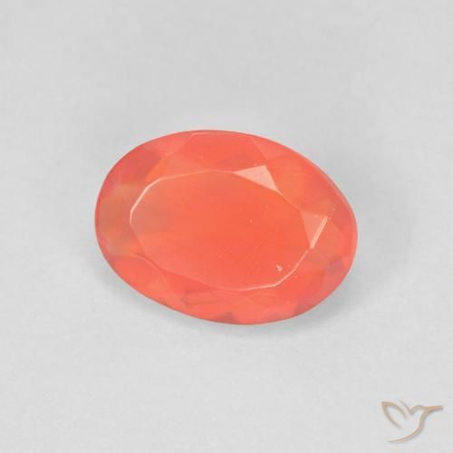 1.02 ct Orange Fire Opal Stone, Natural Fire Opal in Oval Facet Shape for Sale