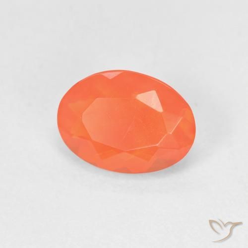0.66 ct Orange Fire Opal Stone, Natural Fire Opal in Oval Facet Shape for Sale
