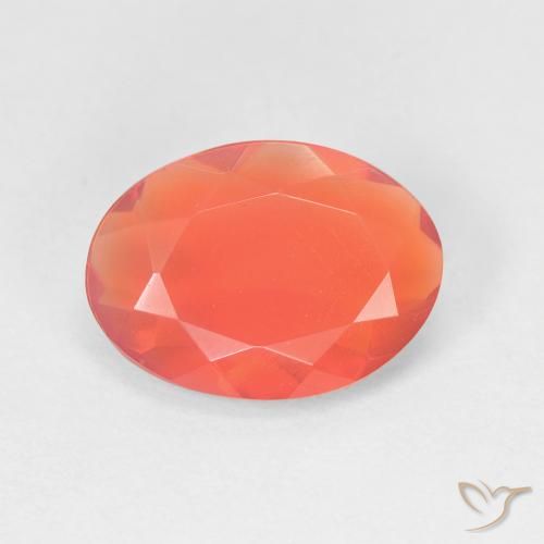 Opale di fuoco Ovale sfaccettato da 1,73 ct dal Messico, dimensione 11,5 x 8,4mm, purezza Transparent, pietra preziosa naturale non trattati, Opale di fuoco 1pc in colore Arancione brillante, durezza Mohs di 5,5 - 6,5, Photo A