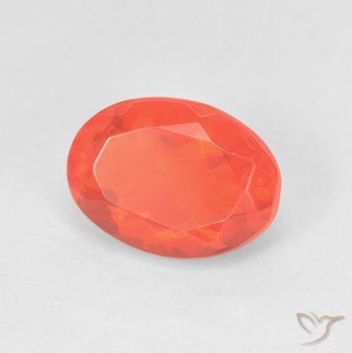 1.34 ct Orange Fire Opal Stone, Natural Fire Opal in Oval Facet Shape for Sale