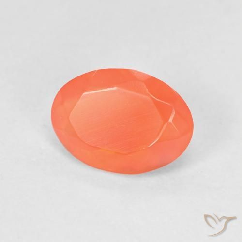 0.55 ct Orange Fire Opal Stone, Natural Fire Opal in Oval Facet Shape for Sale