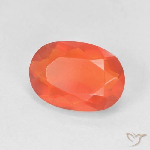 1.47 ct Orange Fire Opal Stone, Natural Fire Opal in Oval Facet Shape for Sale