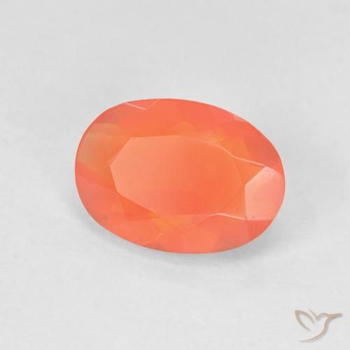 0.82 ct Orange Fire Opal Stone, Natural Fire Opal in Oval Facet Shape for Sale