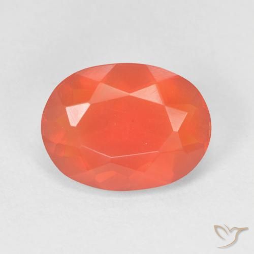 Opale de Feu Orange Ovale 11,3 x 8,5mm du Mexique, poids de 2,01 ct, pierre gemme naturelle Non traité de pureté Transparent, 1 pièce d'opale de feu oval facet, couleur : Orange intense , dureté de Mohs de 5.5 à 6.5, Photo A