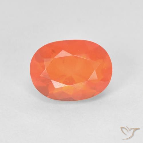 8,7 x 6,5mm Opale di fuoco arancione Ovale sfaccettato dal Messico, peso di 1,14 ct, pietra preziosa naturale non trattati in purezza Transparent, Opale di fuoco 1pz - il colore è Arancione brillante, durezza Mohs di 5,5 - 6,5, Photo A