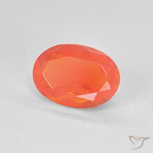 0.88 ct Orange Fire Opal Stone, Natural Fire Opal in Oval Facet Shape for Sale