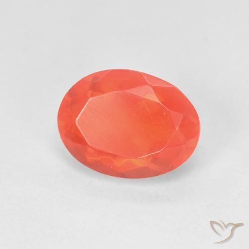 1.43 ct Orange Fire Opal Stone, Natural Fire Opal in Oval Facet Shape for Sale