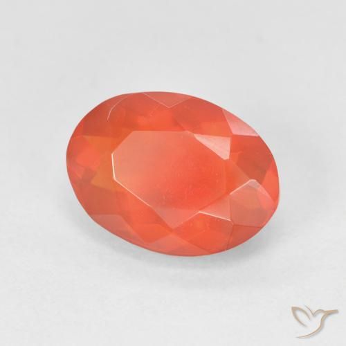 1.61 ct Orange Fire Opal Stone, Natural Fire Opal in Oval Facet Shape for Sale