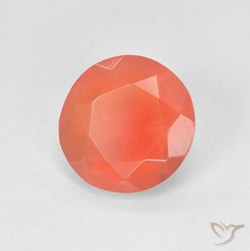 1.13 ct Orange Fire Opal Stone, Natural Fire Opal in Round Facet Shape for Sale