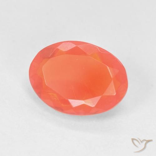 1.18 ct Orange Fire Opal Stone, Natural Fire Opal in Oval Facet Shape for Sale