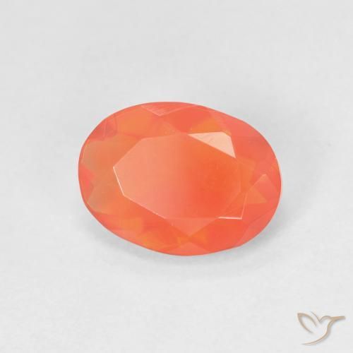 1.00 ct Orange Fire Opal Stone, Natural Fire Opal in Oval Facet Shape for Sale