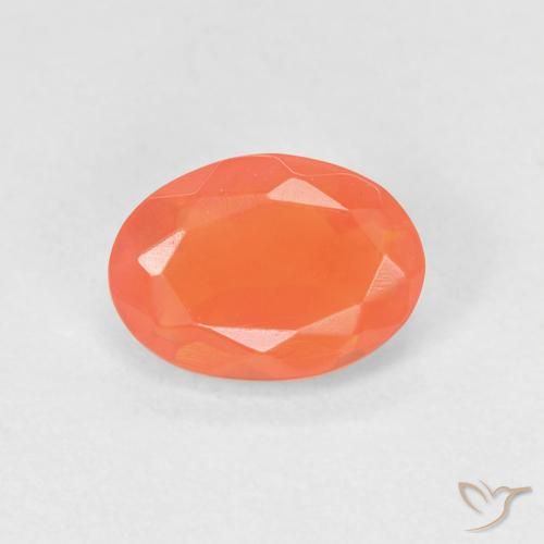 Opale de Feu Orange oval facet 7,2 x 5,2mm du Mexique, poids de 0,5 ct, pierre gemme naturelle Non traité de pureté Transparent, 1 pièce d'opale de feu , couleur : Orange vif, dureté de Mohs de 5.5 à 6.5, Photo A