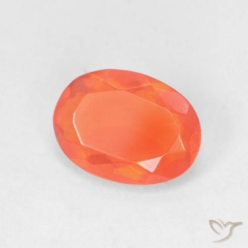0.79 ct Orange Fire Opal Stone, Natural Fire Opal in Oval Facet Shape for Sale
