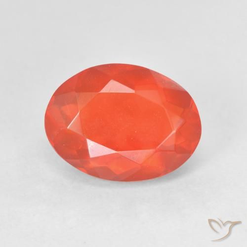 Opale de Feu Orange vif Ovale 1,86 ct du Mexique, Dimension 10,4 x 7,7mm, Pierre gemme naturelle Non traité, pureté Transparent, 1 pièce d'opale de feu oval facet, dureté de Mohs de 5.5 à 6.5, Photo A
