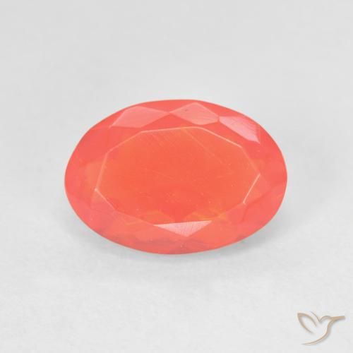 1.27 ct Orange Fire Opal Stone, Natural Fire Opal in Oval Facet Shape for Sale