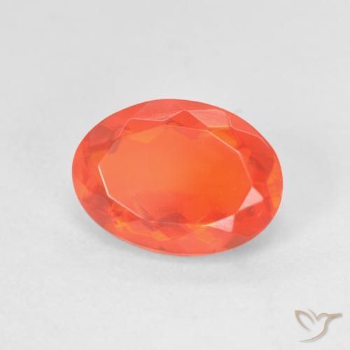 Ópalo de Fuego Naranja Forma ovalada de 9,9 x 7,2mm de México, peso de 1.48ct, piedra preciosa No tratado de forma natural en claridad Transparente, Ópalo de Fuego de 1 pieza: el color es Naranja claro, dureza Mohs de 5.5 - 6.5, Photo A
