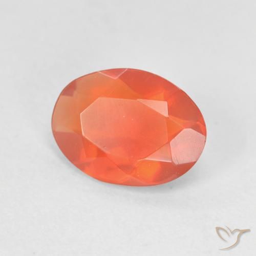0.87 ct Orange Fire Opal Stone, Natural Fire Opal in Oval Facet Shape for Sale