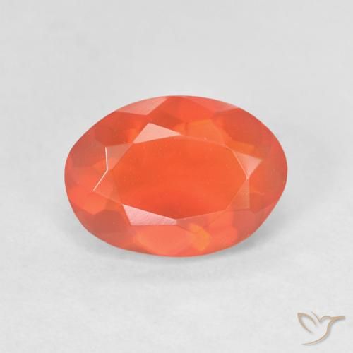 1,09ct Ovale sfaccettato arancione Opale di fuoco dal Messico, Dimension 9,1 x 6,6mm, Natural non trattati Gemstone, Transparent Clarity, 1 piece Opale di fuoco in Arancione brillante Color, Mohs Hardness of 5,5 - 6,5, Photo A
