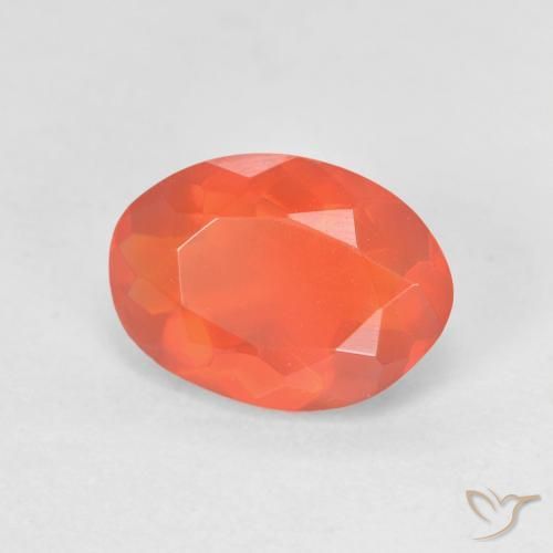 1.09 ct Orange Fire Opal Stone, Natural Fire Opal in Oval Facet Shape for Sale